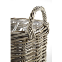 Plant basket around rattan gray film S/3