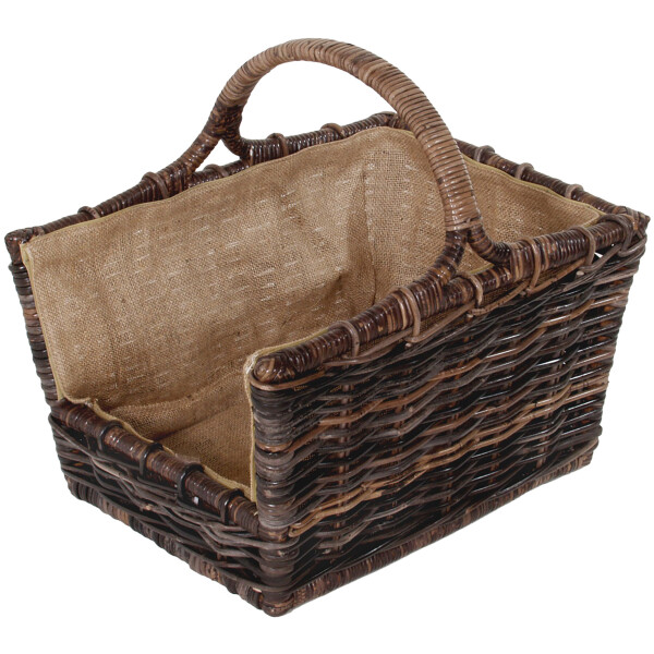 Wooden carrier Krabu rattan with removable linen fabric