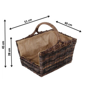 Wooden carrier Krabu rattan with removable linen fabric
