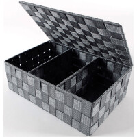Shelf basket with lid nylon braided on metal frame braided gray