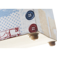 Nähkästchen rechteckig Textil mit Knopfmuster und Griff aus Stoff