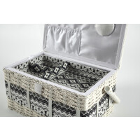Nähkästchen eckig aus Kunststoff und Textil mit schwarz weißem Muster