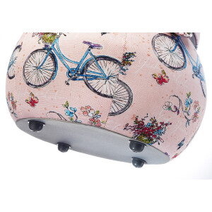 Nähkästchen rund aus Kunststoff und Textil in Rosa mit Fahrrädern