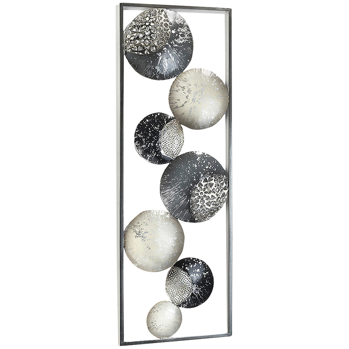 Wandbild SLICES aus Metall Kreise und Ornamente weiß grau silber, 39,95 €