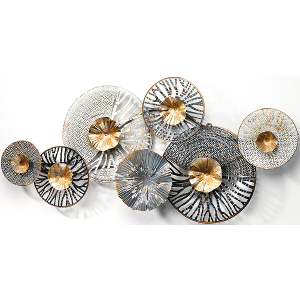 Wandbild 3D -ROOTS-  aus Metall in Anthrazit-, Silber- und Goldtönen