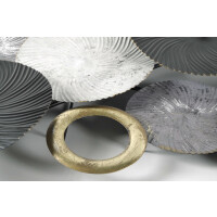 Wandbild 3D -SWIRL-  aus Metall in Weiß-, Grau- und Goldtönen