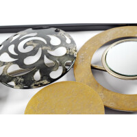 Wandbild aus Metall silber gold grau Ringe und Kreise mit Metallrahmen
