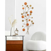Wall decoration branch made of metal in gold and copper