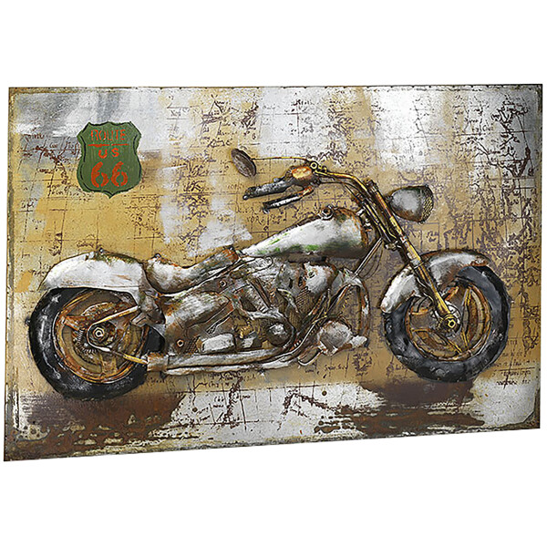 Metallbild 3D rechteckig quer mit Motorrad als 3D Relief 108 x 72 cm
