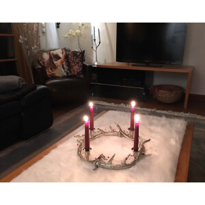Kerzenständer HIRSCH Kranz rund aus Metall für 4 Kerzen ohne Deko