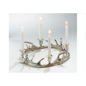 Kerzenständer HIRSCH Kranz rund aus Metall für 4 Kerzen ohne Deko