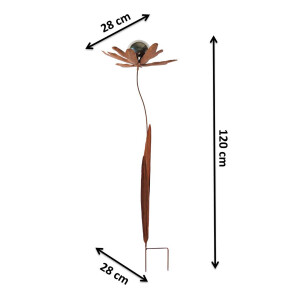 Gartenstecker RUSTY FLOWER in Rostoptik Materialmix 120 cm hoch