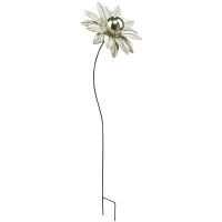 Gartenstecker Dekostecker Blume white flower H 89 cm