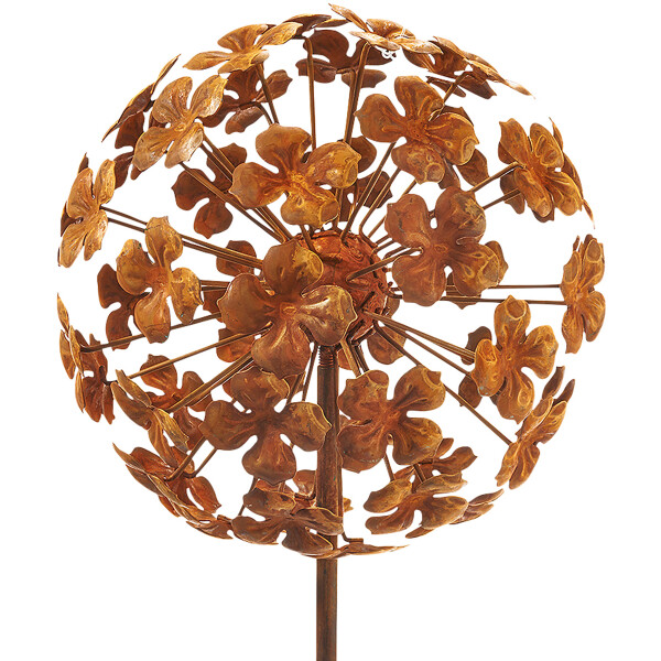 Gartenstecker Dekostecker rusty flower ball H 110 cm