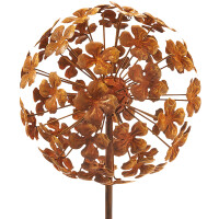 Garden connector decoration plug Rusty Flower Ball H 110 cm