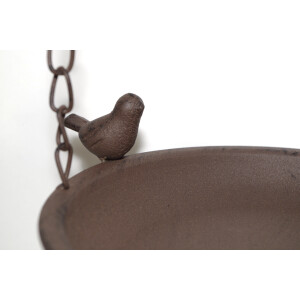 Bird drinks bird bath feed station hanging - rust brown - 16x32/62 cm