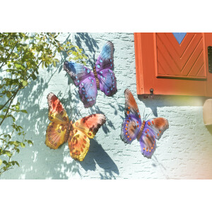 3er Set Wand-Deko Schmetterling  für Hauswand - metall - 42x29 cm