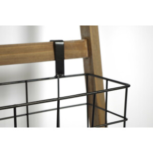 Dekoleiter - Holz - mit Garderobenhaken und Metallkorb - H 151 cm