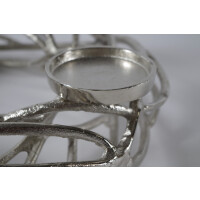 Deko-Kranz rund aus Metall für 4 Kerzen - silber - 40 cm