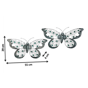 Schmetterling Wanddeko - 2er Set - 29x55 cm