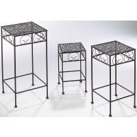 Plant stand flower table flower stools angular brown metal S/3