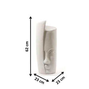 Plant container Vase Face in white made of polyresin 60 cm
