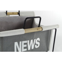 Zeitungsständer aus Metall schwarz und Canvas grau 37x31x28 cm