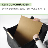 Kaminholzkorb Allzweckkorb - Holzgriffe - Filz - dunkelgrau - 51x41x26 cm