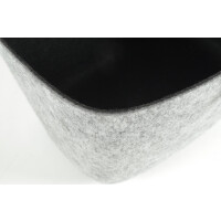 Filzkorb aussen grau innen schwarz mit klappbaren Aluhenkeln