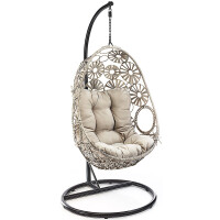 Hanging basket Flower poly rattan with frame and pillow