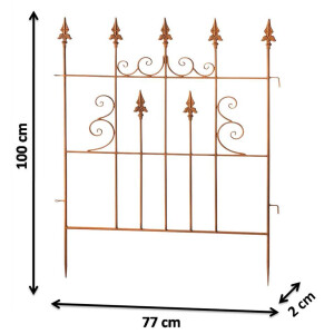 Garden plug Palisade fence fence field rank aid - metal - rust optics - 77x100 cm