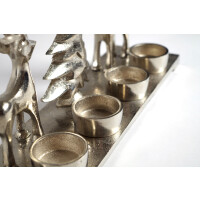 Kerzenhalter Teelichthalter -Rentiere- Metall - silber - 33x10x18 cm