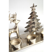 Kerzenhalter Teelichthalter -Rentiere- Metall - silber - 33x10x18 cm