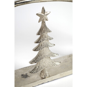Bogenförmiger Kerzenhalter Teelichthalter -Weihnacht- Metall - silber - 32x8 cm