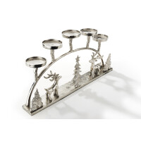 Bogenförmiger Kerzenhalter Teelichthalter -Weihnacht- Metall - silber - 32x8 cm