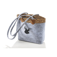 Tasche aus Filz und Wasserhyazinthe - Hirsch - grau - 35x15x30 cm