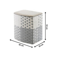 Wäschebehälter Wäschesammler - Nylon - weiß-grau - 44x32x52cm