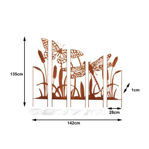 Gartenstecker SCHILF Gartenschild Beetstecker - Metall - Naturrost - 142x1x135 cm