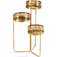 Plant stand flower stairs - gold - metal - 3 floors