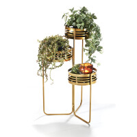 Plant stand flower stairs - gold - metal - 3 floors