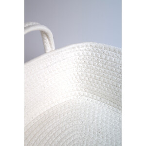 Baumwollkorb Aufbewahrungskorb Baumwolle oval weiß mit Muster und Griffen S/3