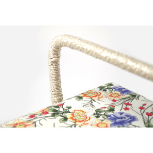 Nähkorb rechteckig mit Blumenmuster und Textileinsatz