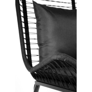 Esszimmerstuhl Stuhl Gartensessel  - Black Rope - Schwarz - Set aus zwei Stühlen - inkl. Kissen