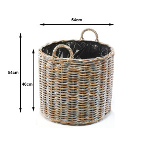 Plant basket planter planter - rattan cubu gray - round - with foil
