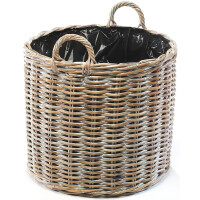 Plant basket planter planter - rattan cubu gray - round - with foil