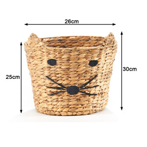 Aufbewahrungskorb Regalkorb Korb CAT - Wasserhyazinthe - Motiv Katze