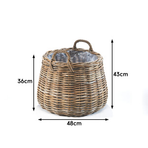 Plant basket around gray rattan with foil