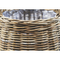 Plant basket around gray rattan with foil