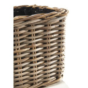 Plant basket rattan angular with foil Kubu gray s/2