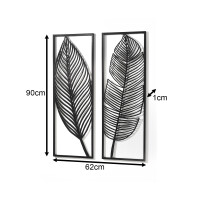 Wall picture Feather two parts made of black metal